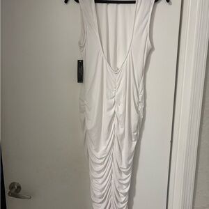 Elegant White Ruched Dress
